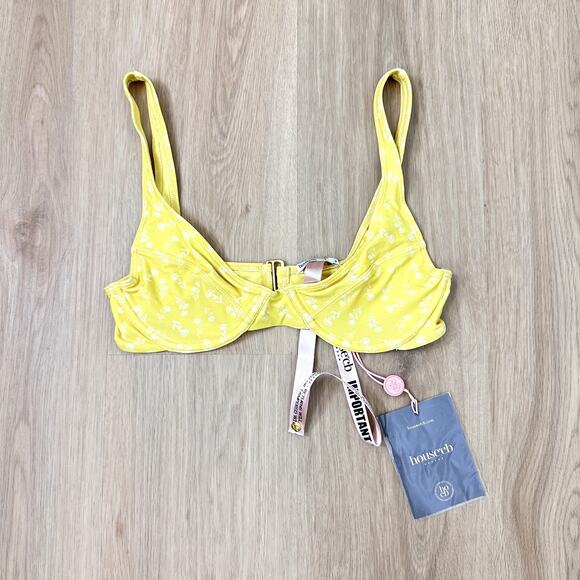 NWT House‎ of CB Mariposa Yellow White Floral Print Bikini Top Size Small - Picture 2 of 5